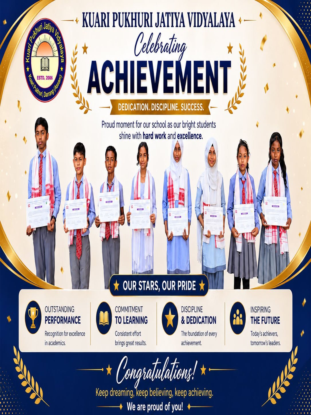 জাতীয় বিদ্যালয় ৰাজ্যিক বৃত্তি পৰীক্ষাত সফলতা অৰ্জন কৰা ছাত্ৰ-ছাত্ৰীসকল